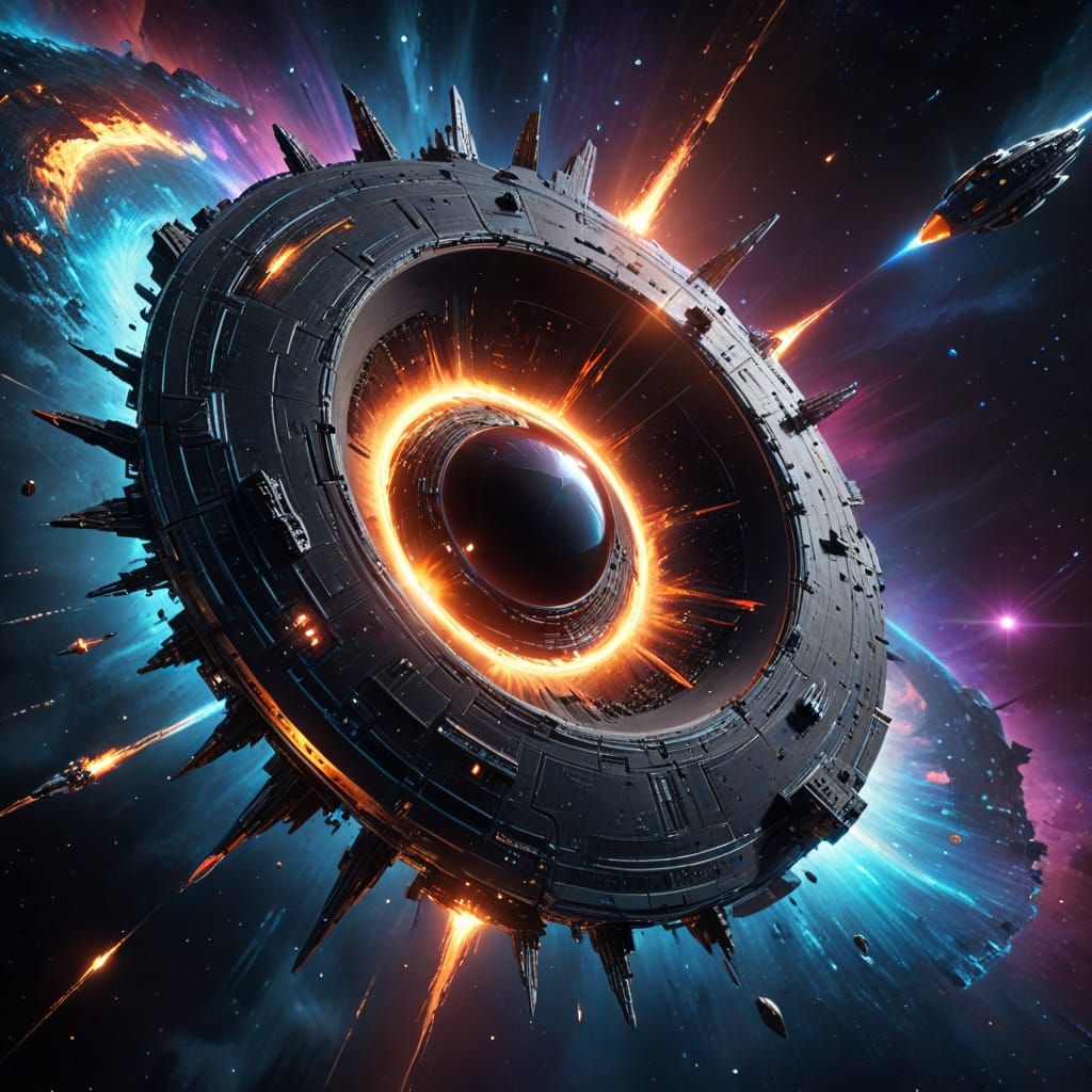 Starship Journey to a Black Hole: Digital Art