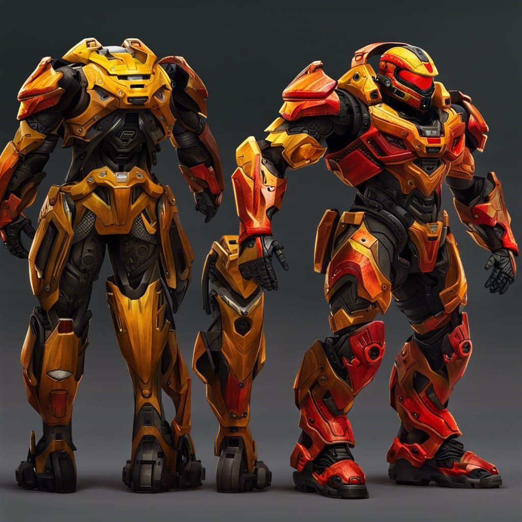 Detailed HALO Spartan Concept Art in Vibrant Armor