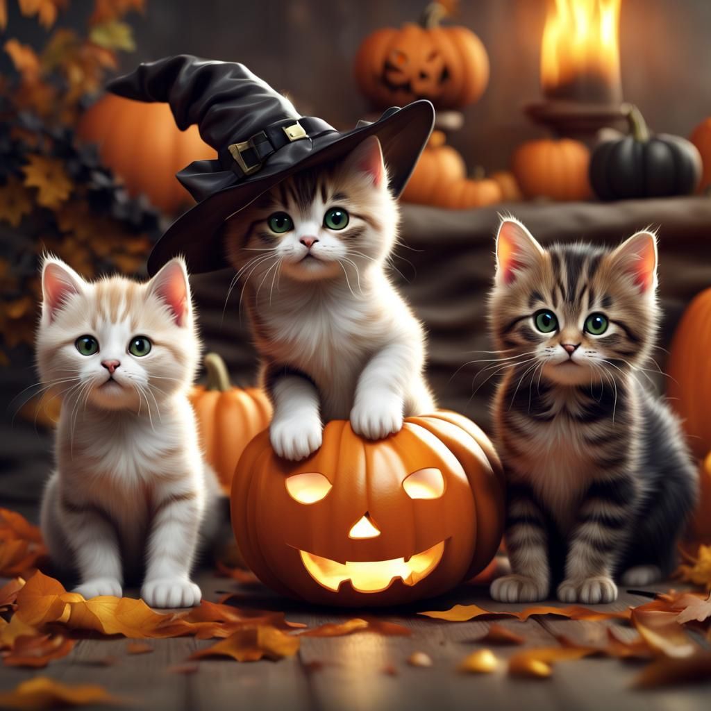 Cute Halloween Cats in 4K
