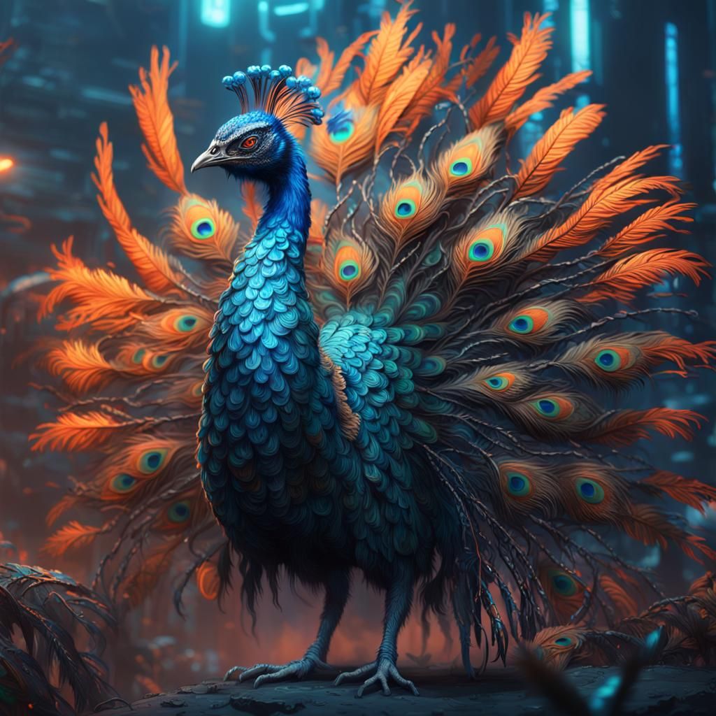 Cyberpunk Zombie Peacock Concept Art