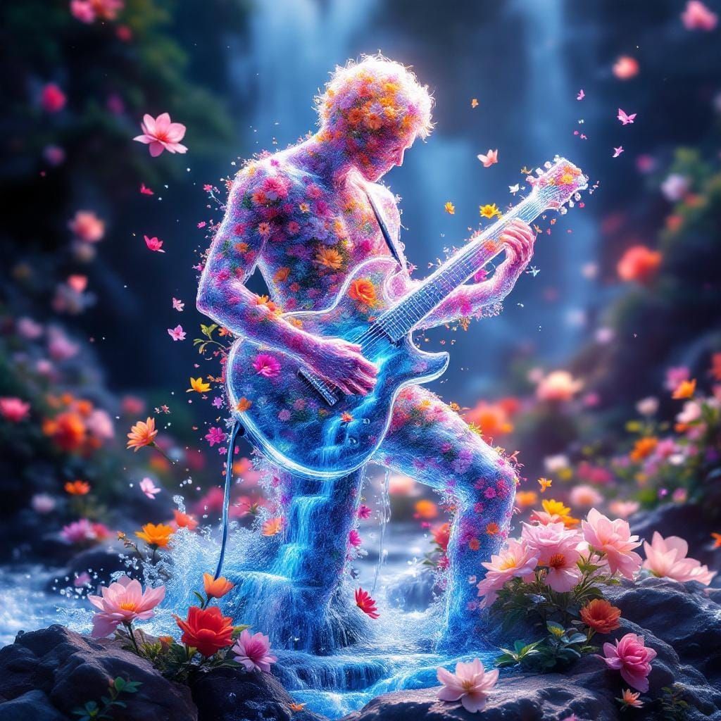 Translucent Guitarist Playing River Song