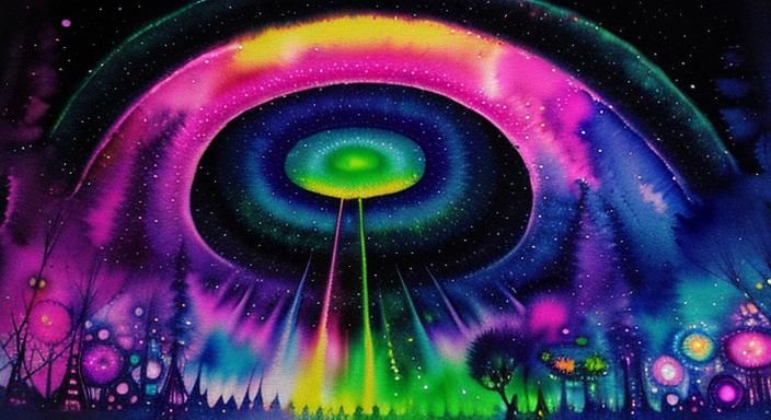 Psychedelic Dreamcore Art in Mixed Media