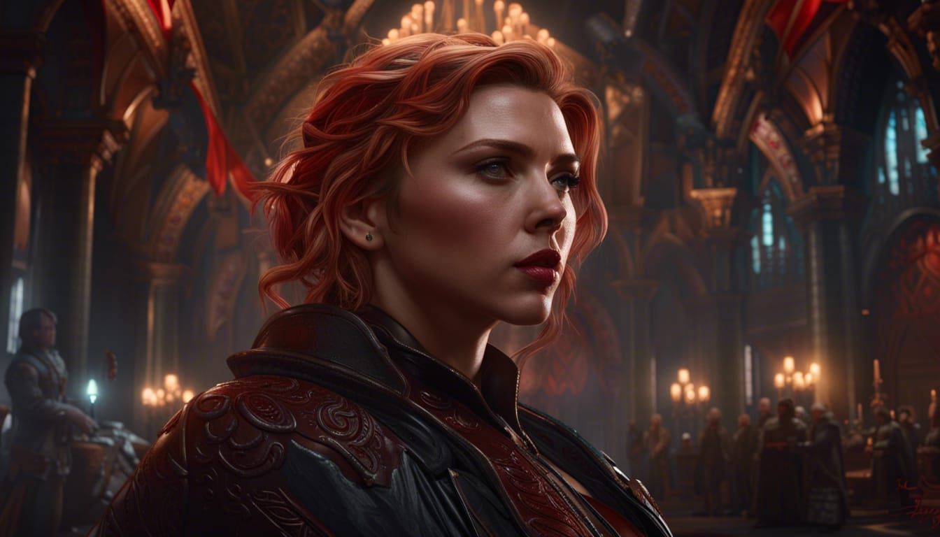 Dark Fantasy Portrait in Style of Alphonse Mucha