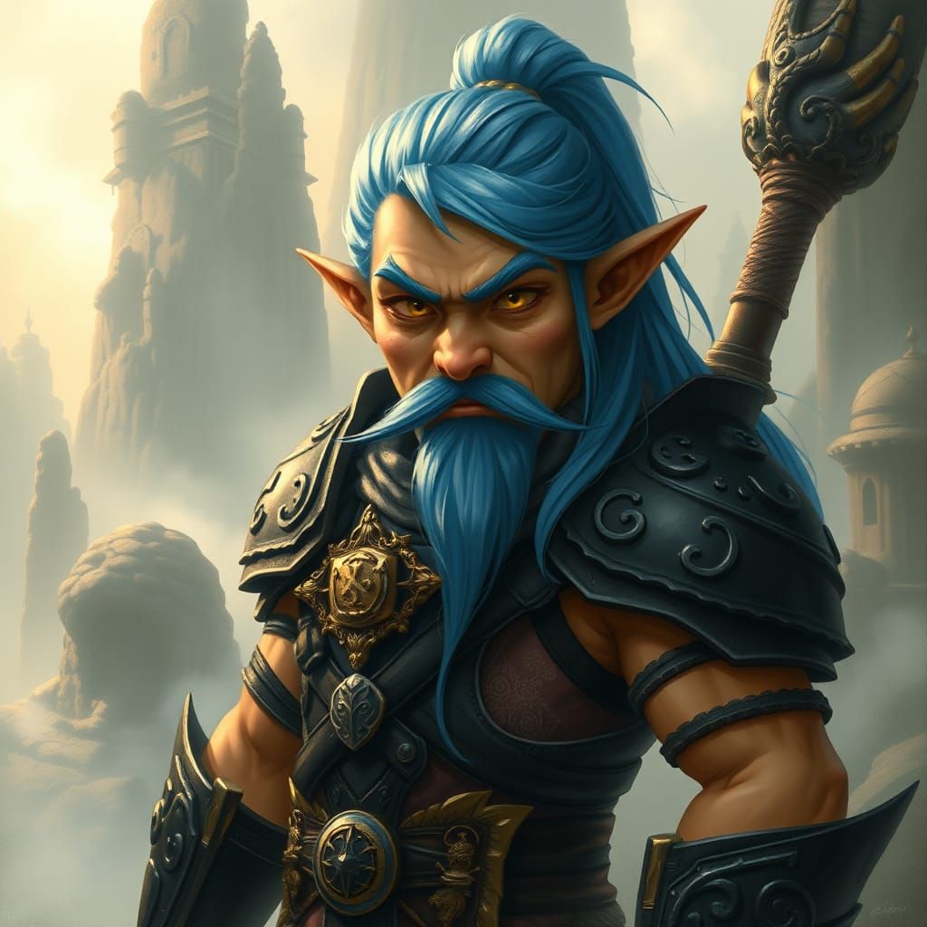 Fantasy Gnome Warrior in Ethereal Realm