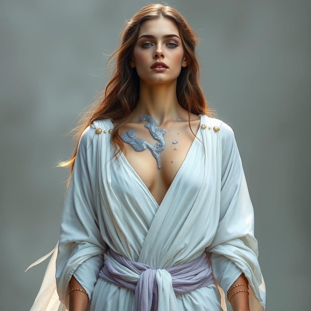 Bare-Chested Woman Anointed with Purple Slime