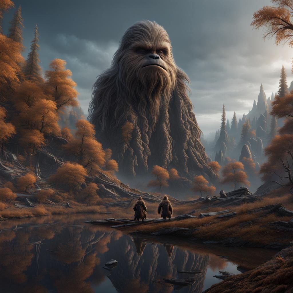 Detailed Matte Painting of a Wookie in 8k