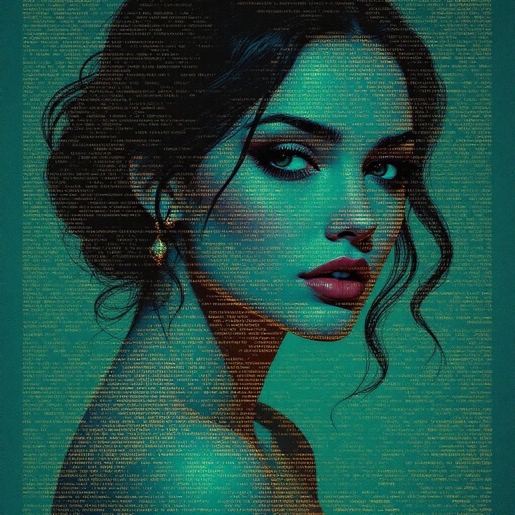 ASCII Art Overlay Portrait in Impressionist Style