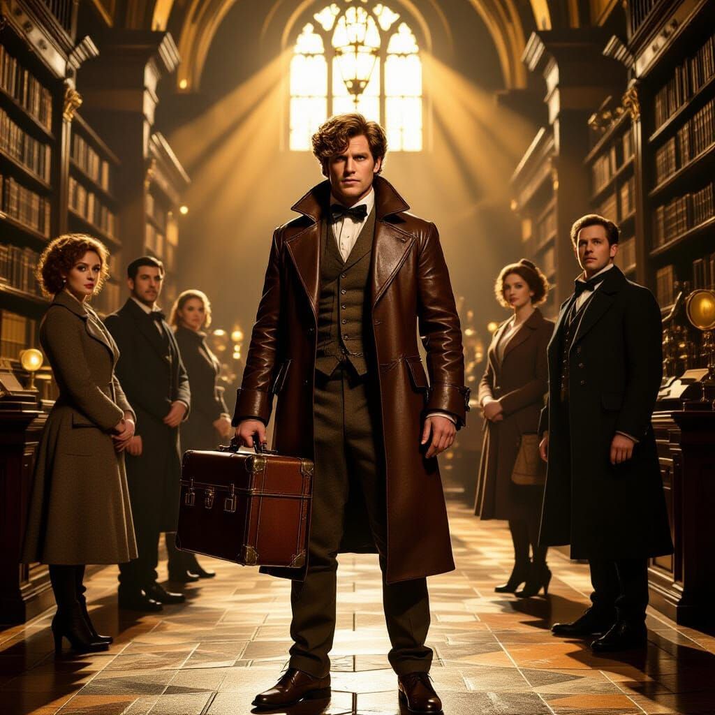 Fantastic Beasts Characters in Rembrandt Style Oil Painting