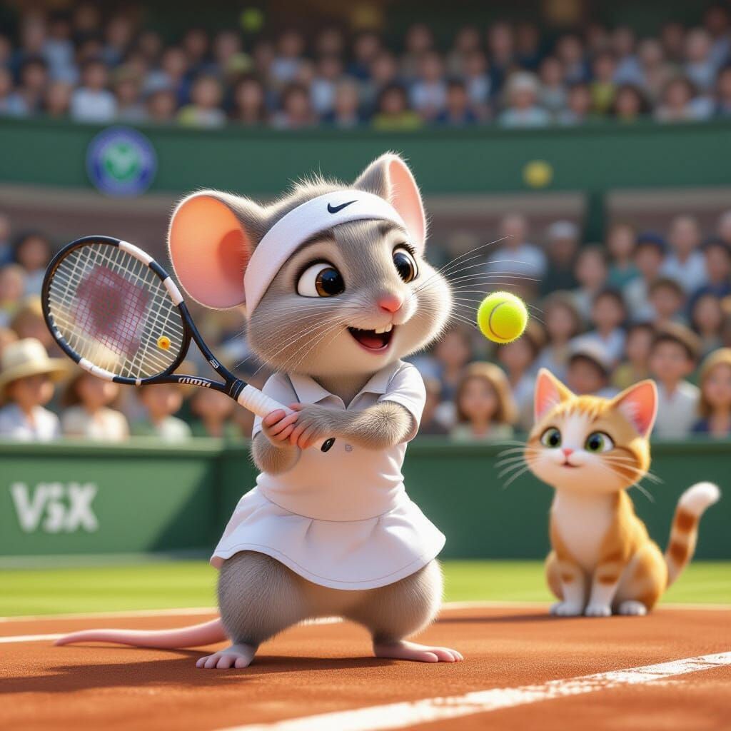 Mouse's Wimbledon Debut: A Cartoon Tennis Dream
