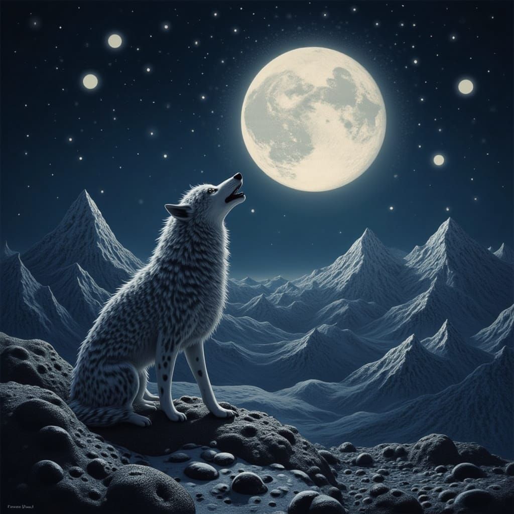 <lora:SCREAMING DOTS -EVIL:1.0> A Wolf howling at the Moon