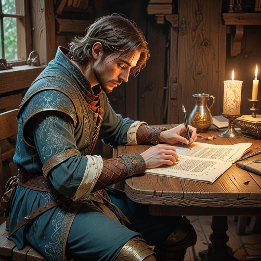 Medieval Minstrel in Perfect Digital Composition