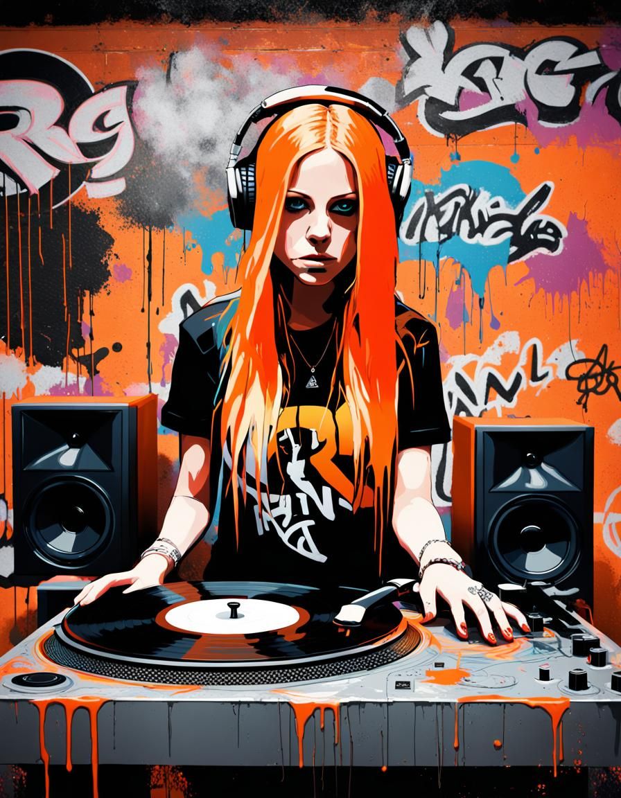 Neon Orange Avril Lavigne Graffiti Art