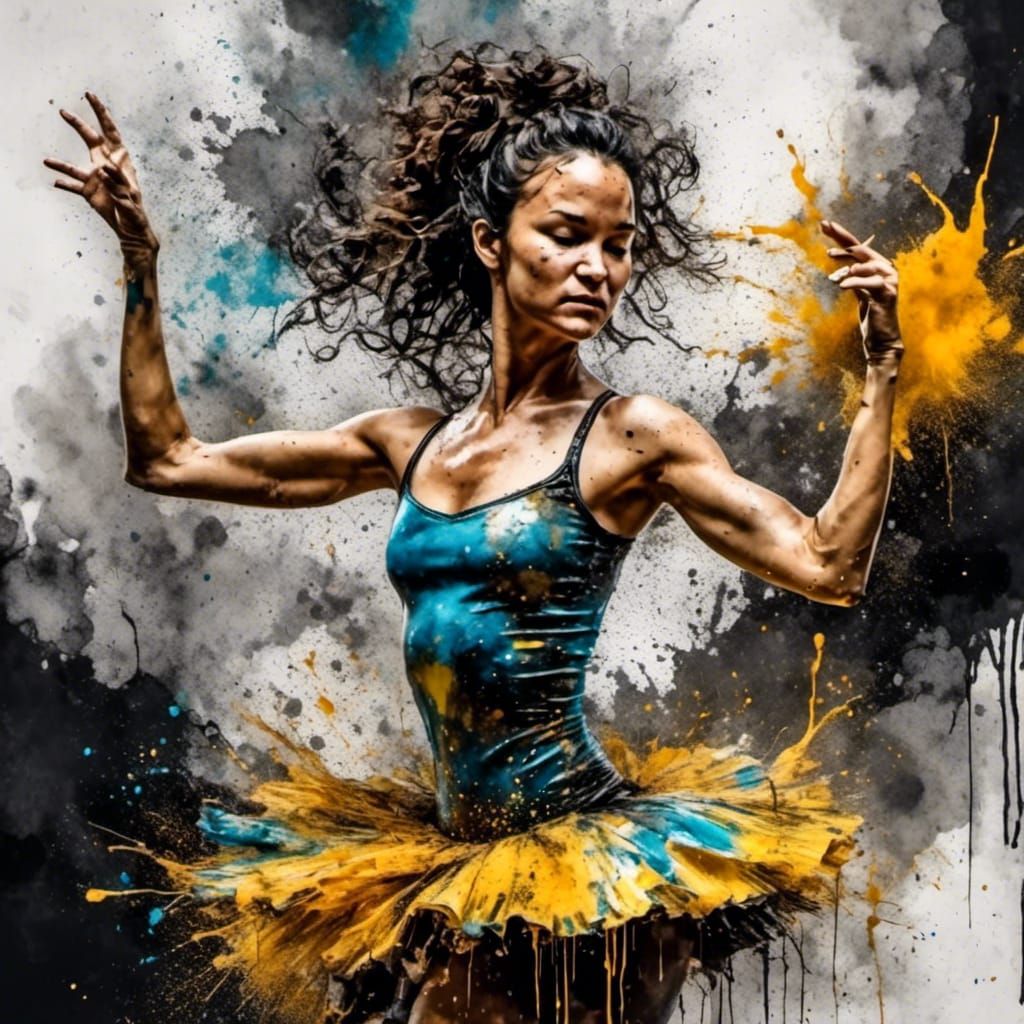 <lora:Dancing Portrait:1.0> water-ink ultra-realistic ink cloud loose " painting style intricate details", a Tan skin w...