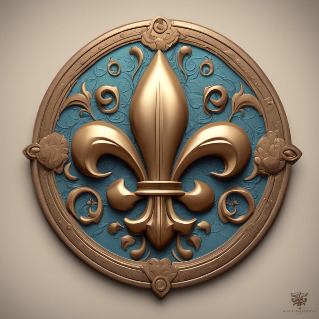 Medieval Fleur de Lis Medallion in 3D Digital Art