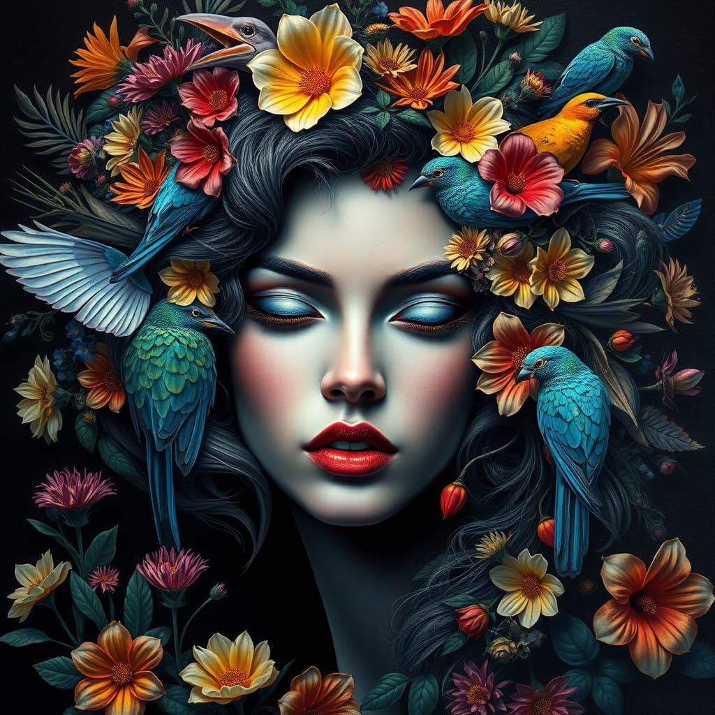 Ethereal Fantastical Portrait in Dark Oil Painting Style