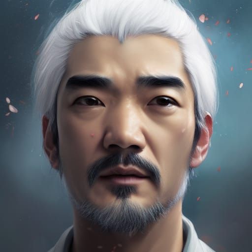 Hyperdetailed Portrait of Man with White Hair