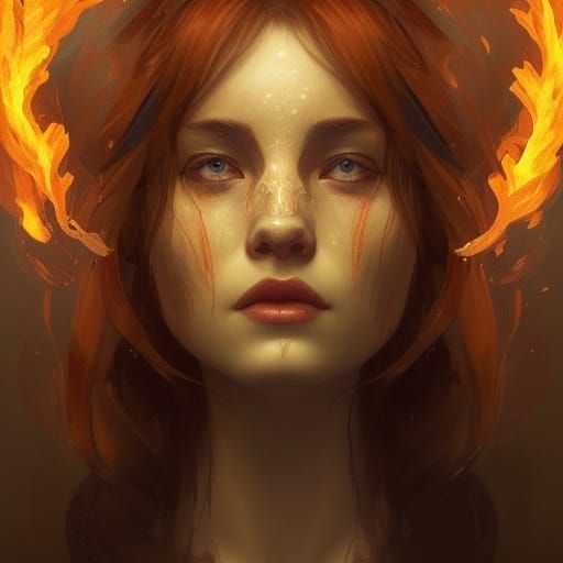Fiery Hourglass Portrait in Hyperdetailed Style