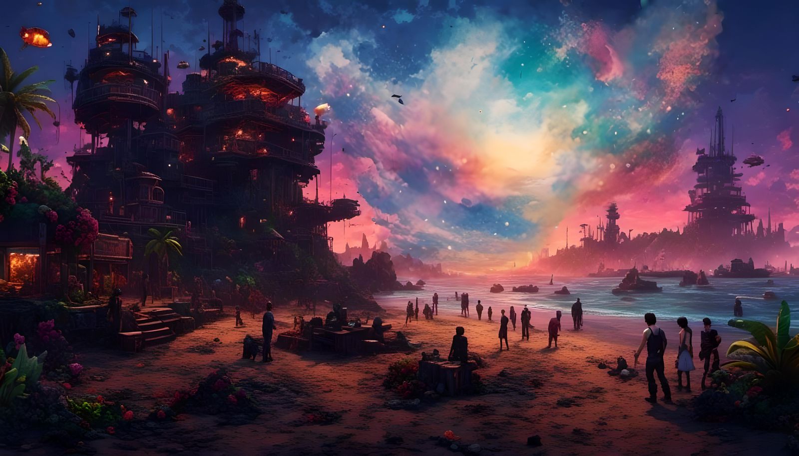 Colorful Clouds as Detailed Matte Pointillist Painting