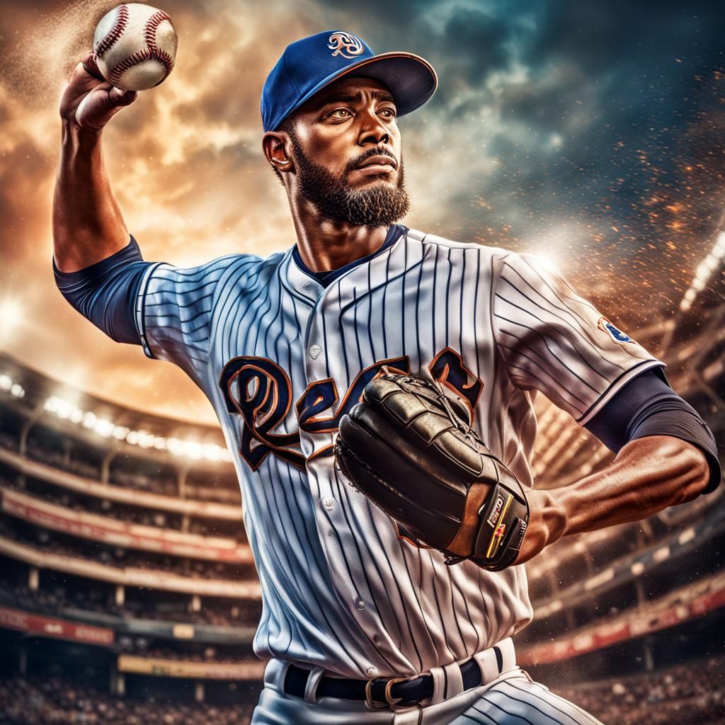 Baseball Player in Action: Hyperrealistic Fantasy Art
