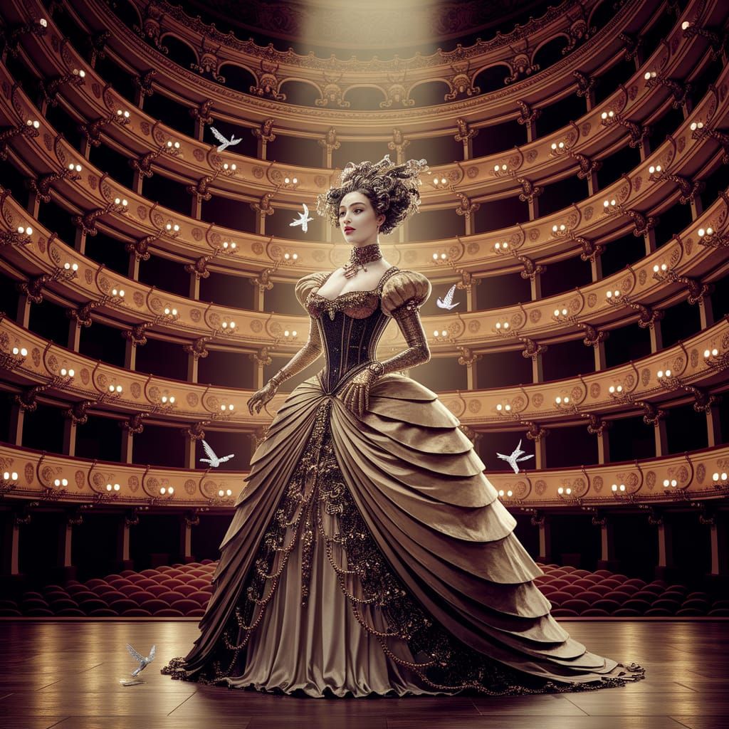 Steampunk Automaton Prima Donna in Baroque Opera House