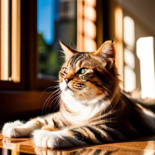Cat Enjoys the Morning Sunshine