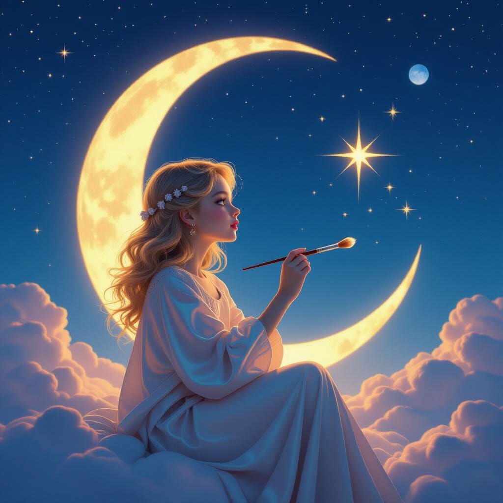 The blue sky tonight. Profile: In the big and bright crescen...