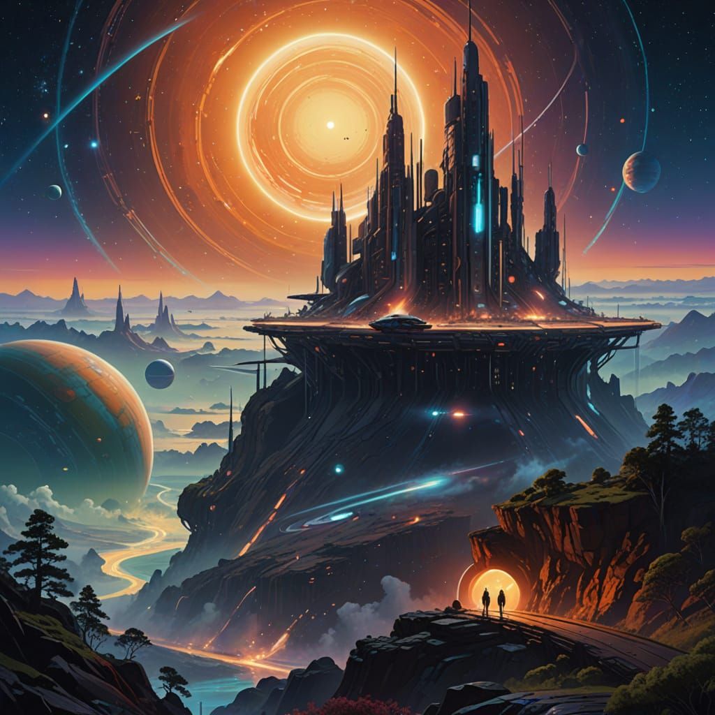 Stunning Rainbow Galaxy with Realistic Stars and Black Holes