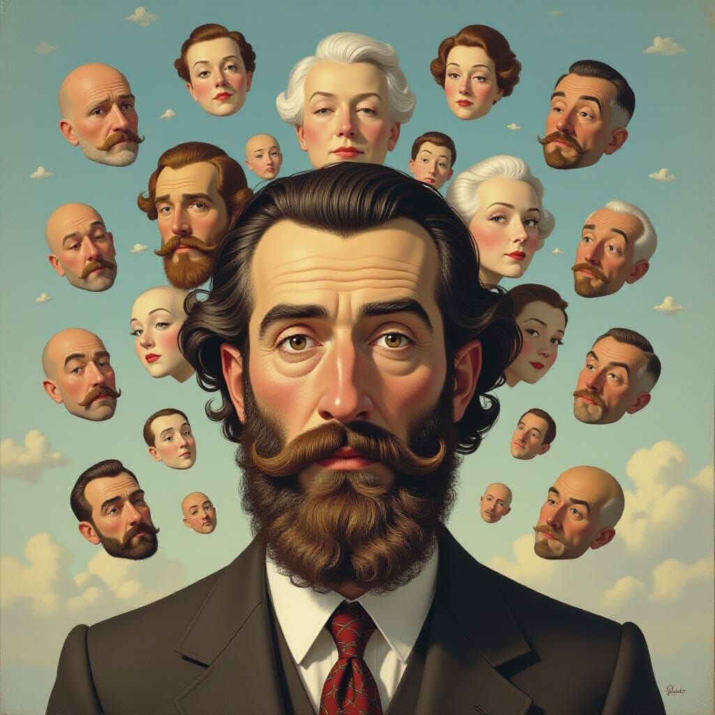 Surreal Floating Heads Dreamscape: Salvador Dali Style
