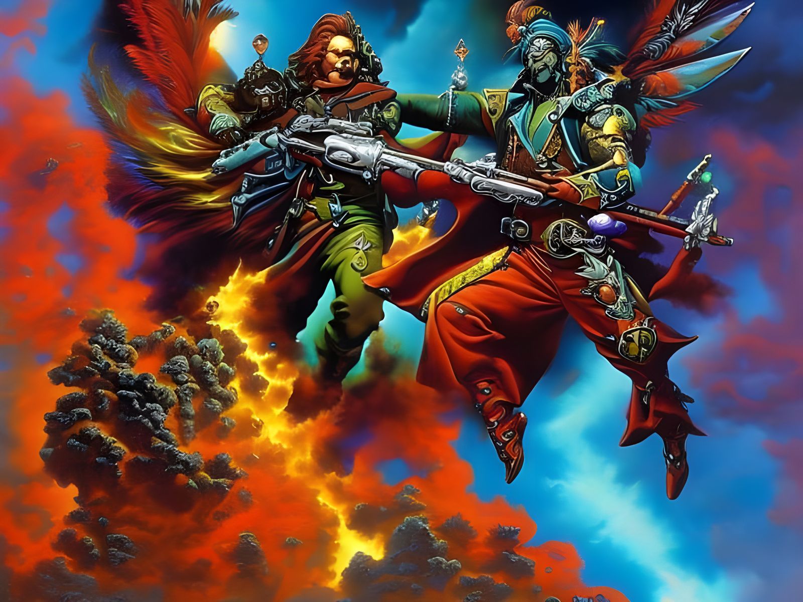 Colorful Astral Pirate in Dark Fantasy Style