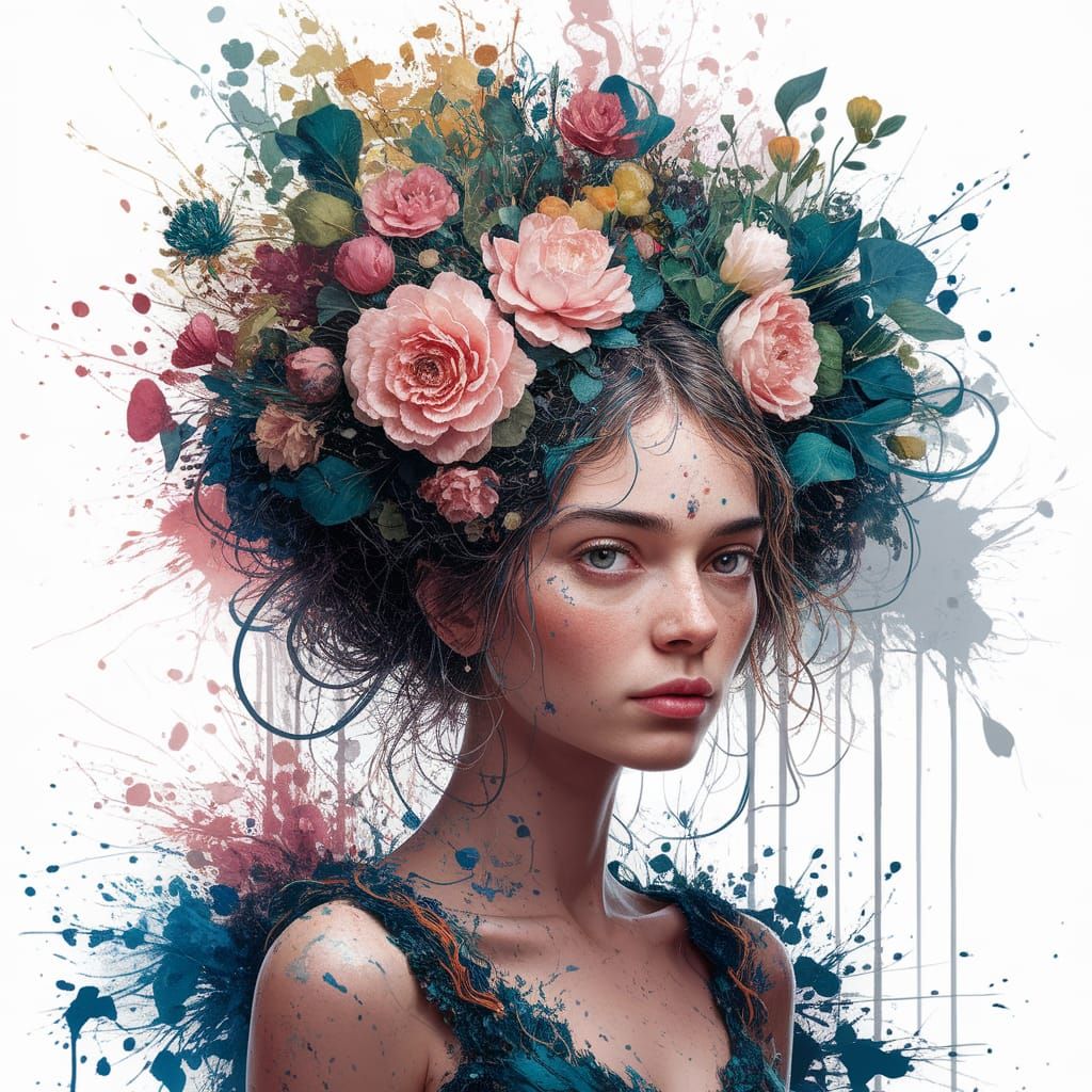 Harmonious Watercolour Fusion in Ethereal Style