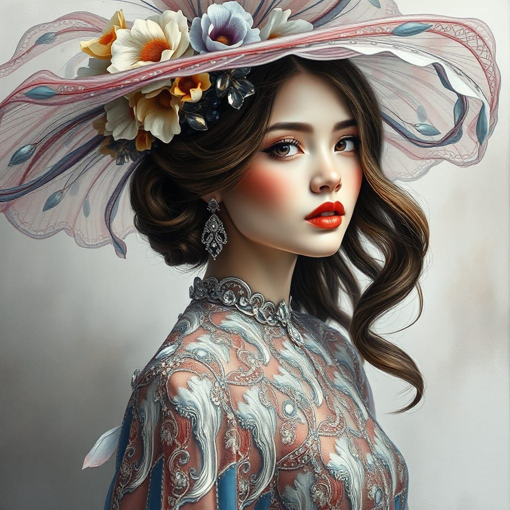 Elegant Woman Portrait in Impressionist Style