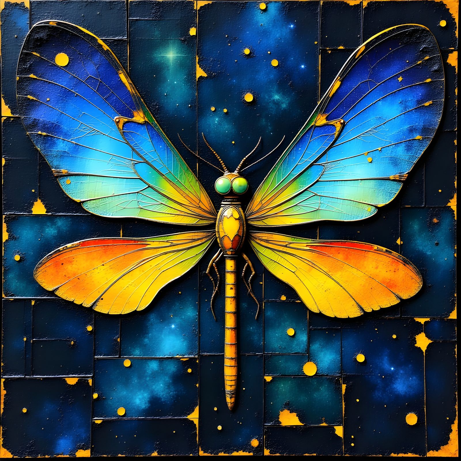 Dragonflies in Starry Sky, Wetplate Photography