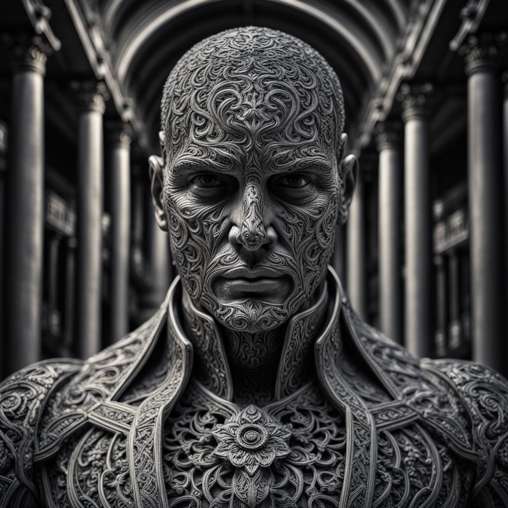 Hyperrealistic Illusion Man in Sharp Focus