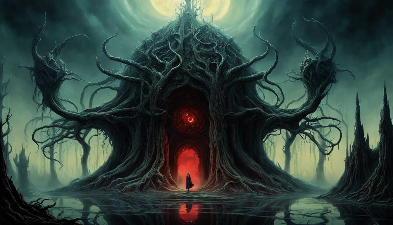 Biomechanical Forest in HR Giger's Surrealism