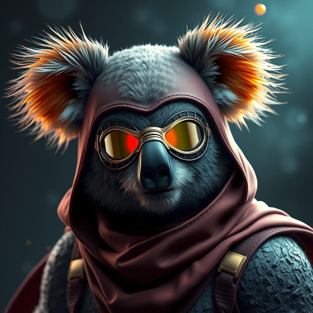Fantastical Koala Hero in Vibrant Cape and Mask