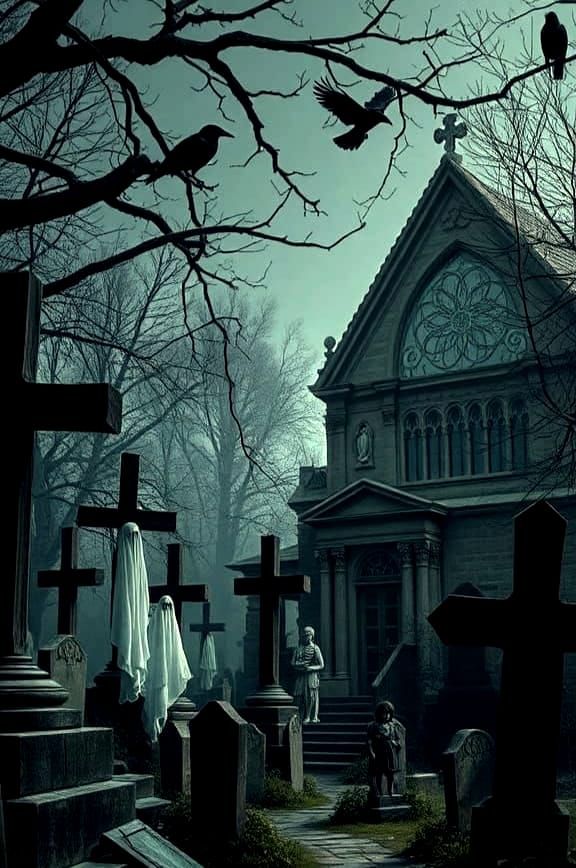 A decrepit, centuries-old graveyard, shrouded in an eternal,...