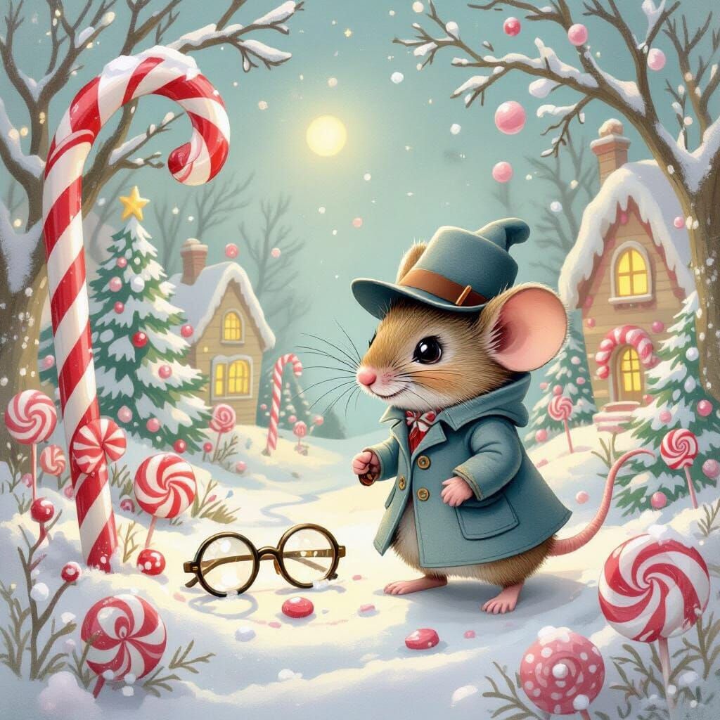 Mouse Detective in Candy Land, Whimsical Art