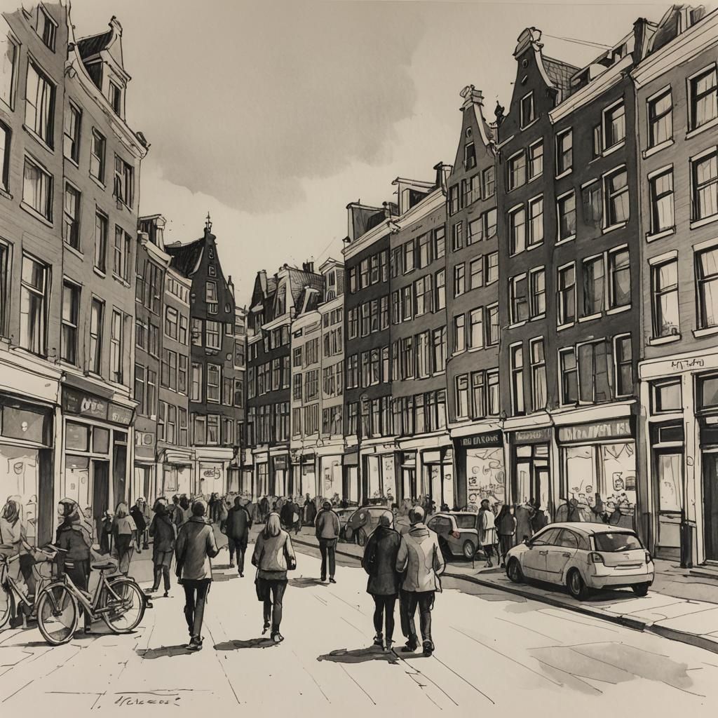 Amsterdam Street Scene: A Quick Sketch