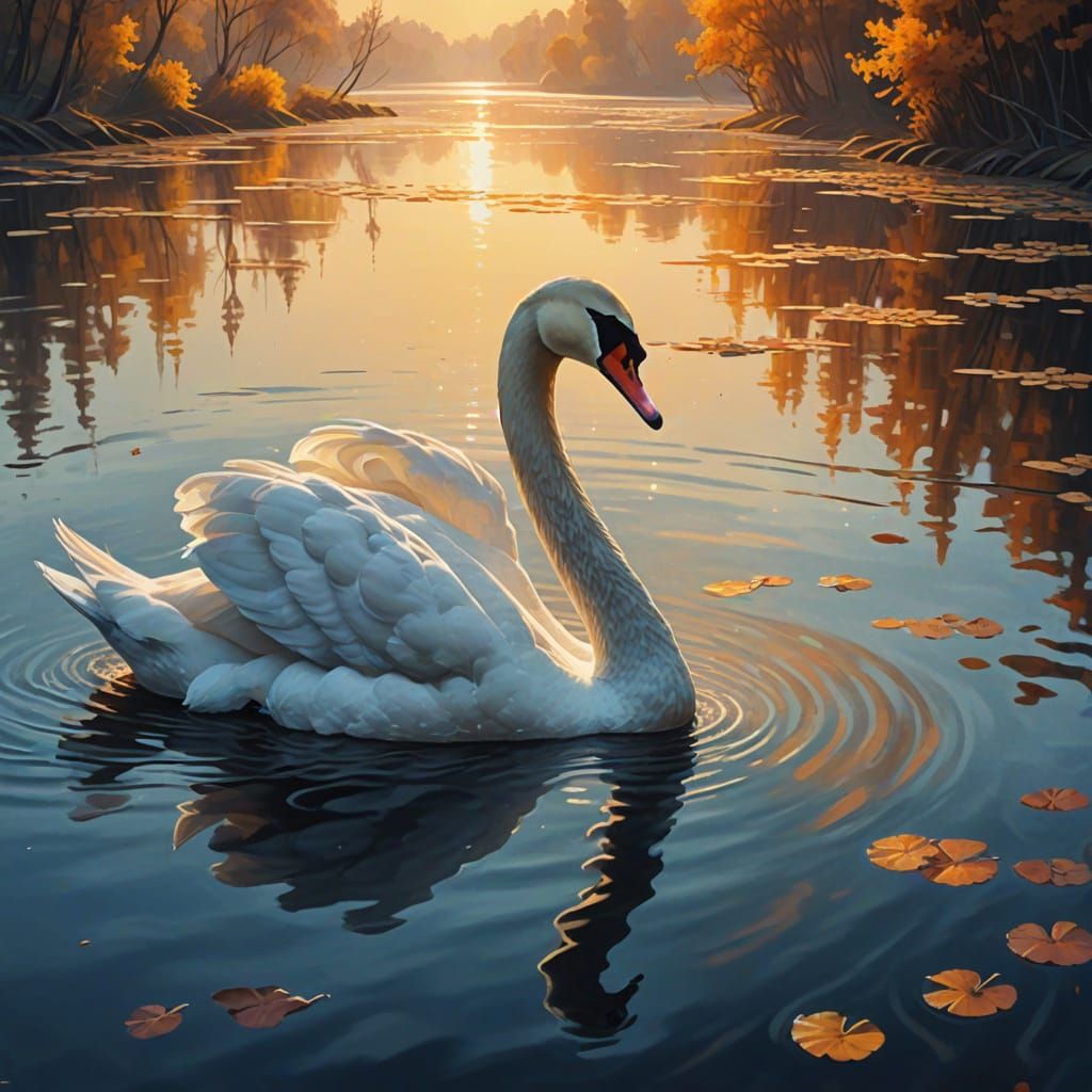 Surreal Swan's Encounter with a Mysterious Woman