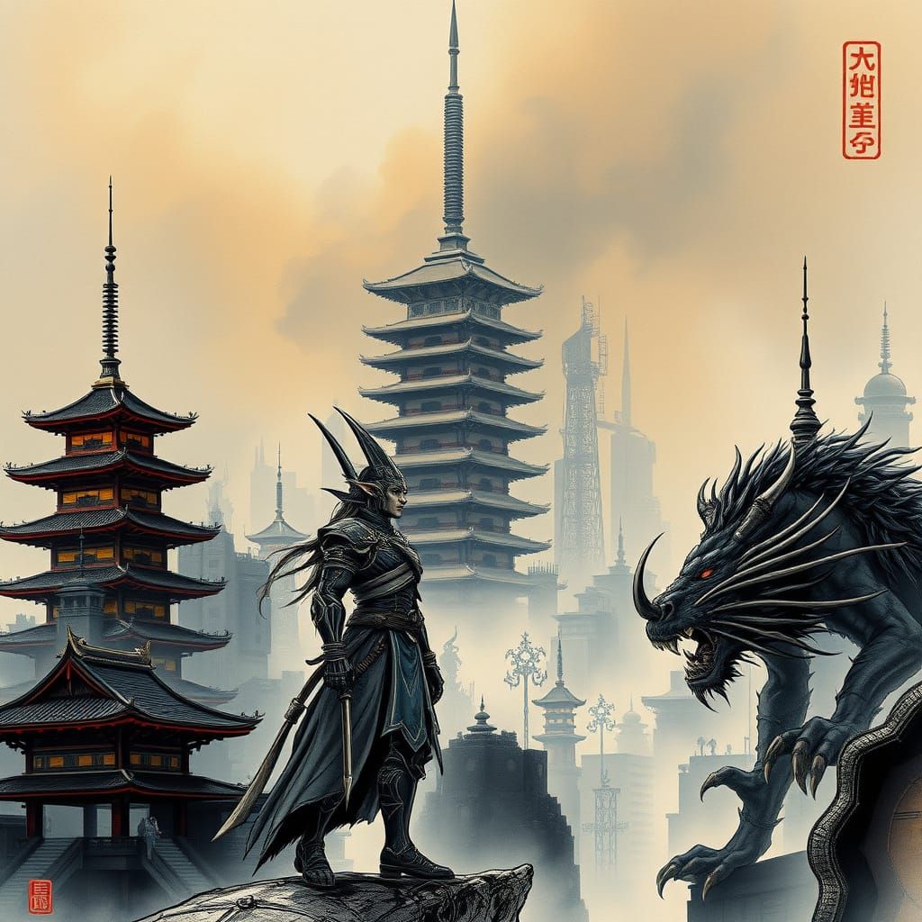 Shadowrun. Hi-tech pagodas, elves and shifters.