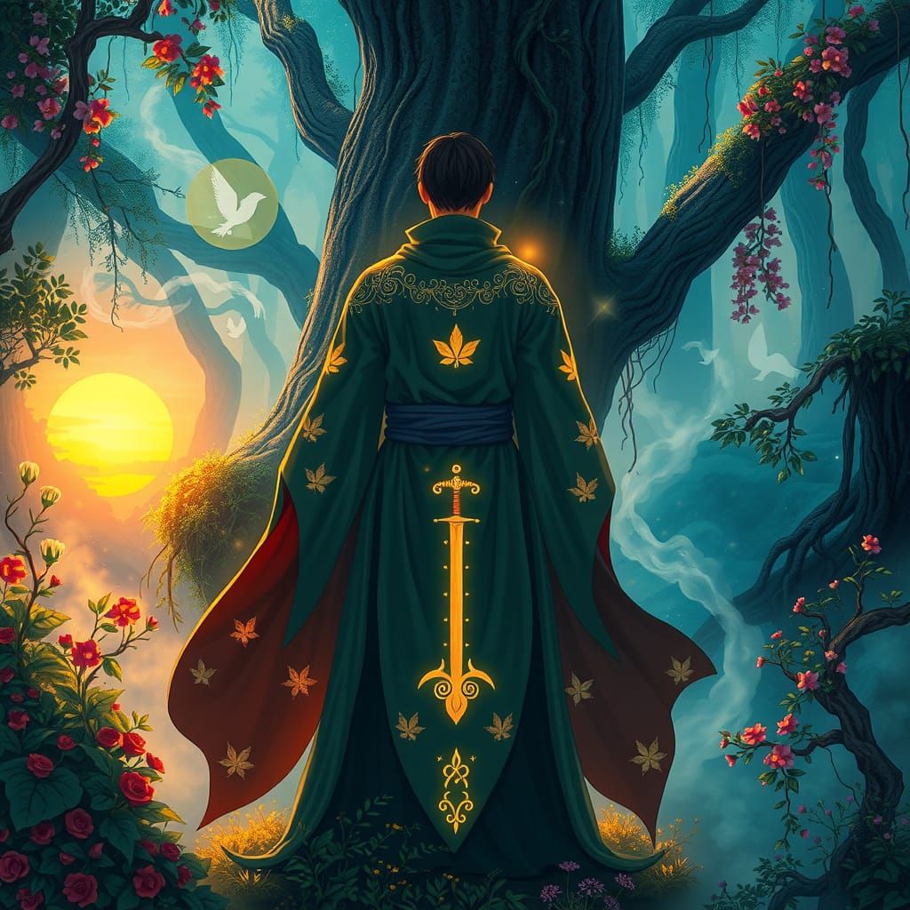 Mystical Alchemist Discovers Elemental Swords in Vibrant Nat...