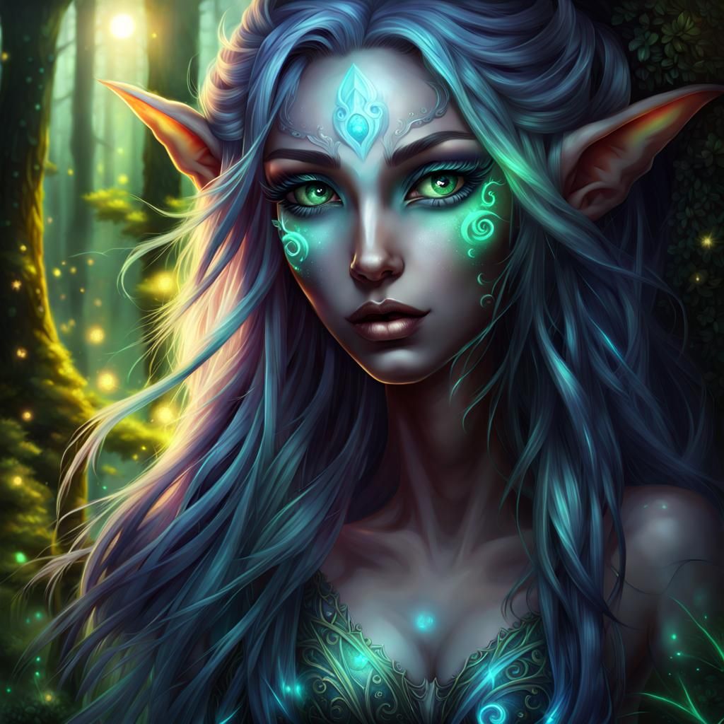 Mysterious Dark Elf Portrait in Digital Art