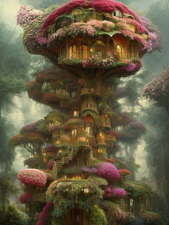 Flower garden treehouse series