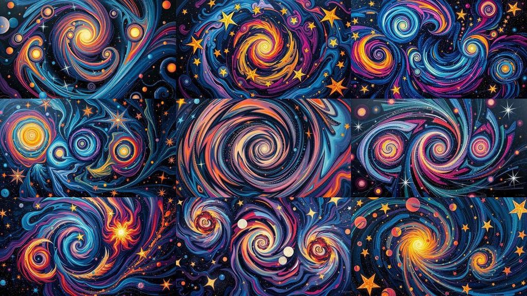 Abstract Maelstroms in Maximalist Oil Painting Style