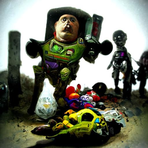 Toy Graveyard: A Horror Scene in Doré Style