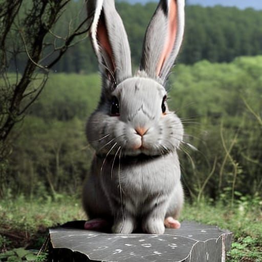 Rabbit in a Tropical Jungle Begs for Peanuts