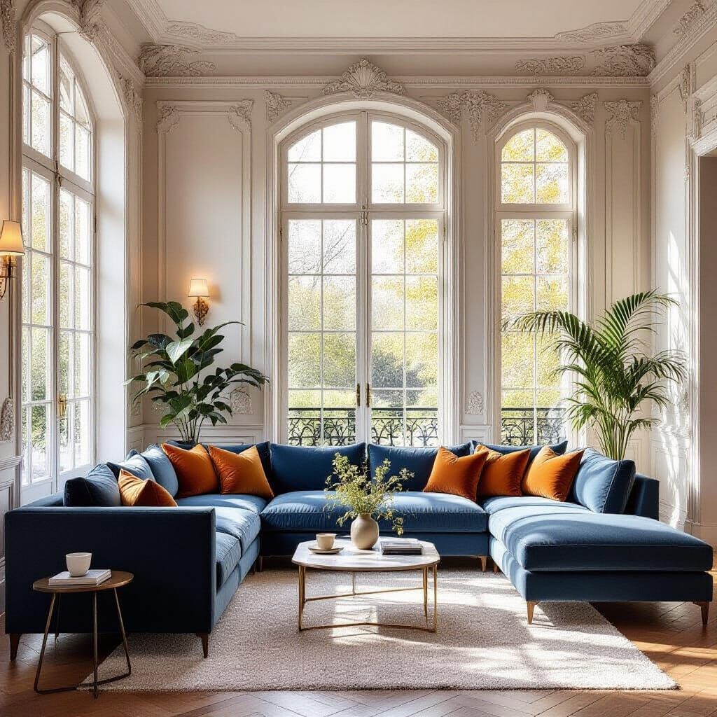 Elegant Salon with Garden View in Morning Light