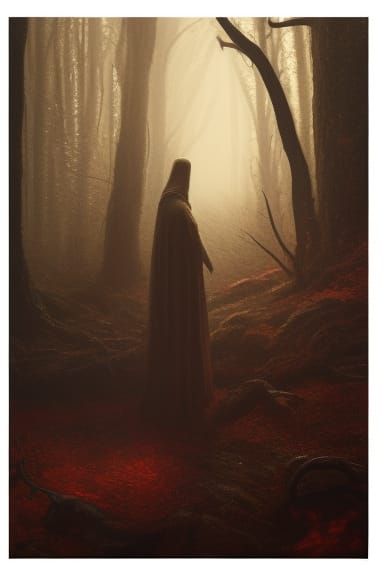 a figure in a cloak