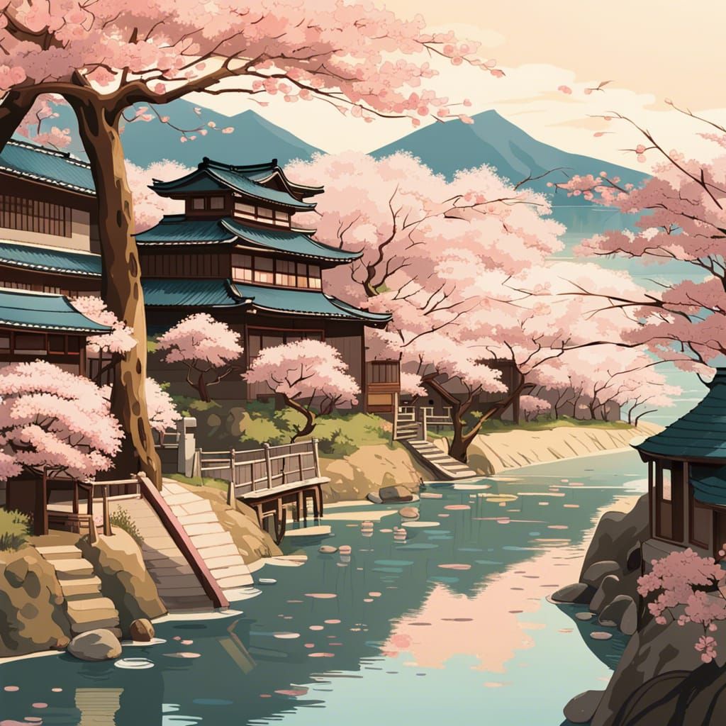 Picturesque Japanese Village Inspired by Hiroshi Yoshida