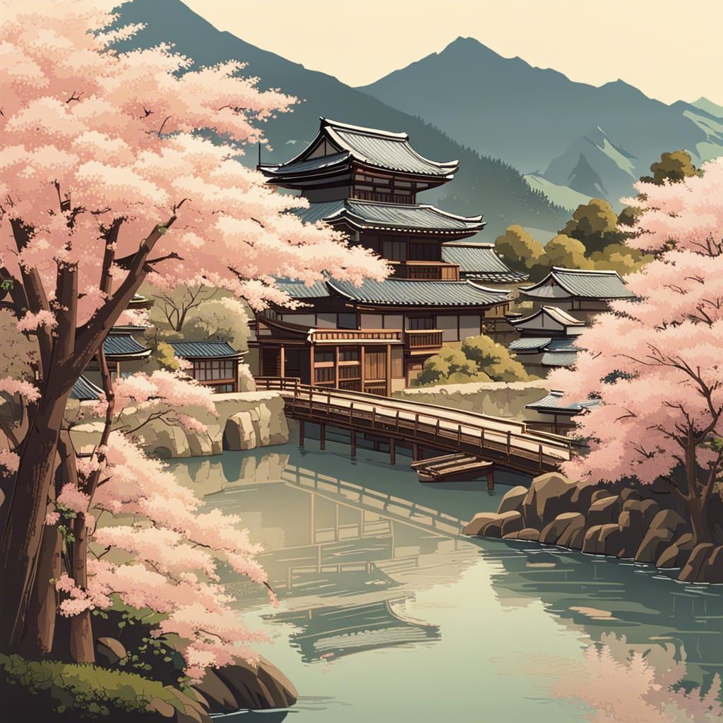 Picturesque Japanese Village Inspired by Hiroshi Yoshida